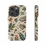 Botanical iPhone Case: Open Books, Leaves, Mushrooms, Nature Inspired, Unique thumbnail 1