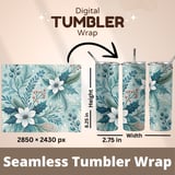 Winter Floral Tumbler Digital, Watercolor Flower Backgrounds, Printable Tumbler Png, Junk Journal Paper, Scrapbooking Paper, Colorful Papers thumbnail 7