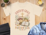 Saved By Grace Powered By Snacks T-Shirt, Christian Faith Shirt, Scripture Bible Verse Tee, Whimsical Cottagecore Jesus Foodie Gift for Her thumbnail 12