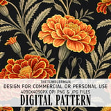 Marigold Tumbler Design, Floral Digital Paper, Printable Flower Tumbler PNG, Scrapbook Paper, Watercolor Flower Background, Digital Download thumbnail 13