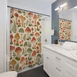 Woodland Fungi Block Print Shower Curtain thumbnail 3