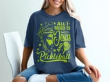 Pickleball Comfort Colors Shirt, All I Need Is Jesus And Pickleball, Vintage Graphic Tee thumbnail 4