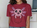 Kawaii Axolotl Pocket Peek T-Shirt thumbnail 12