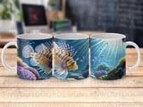 Vibrant Coral Reef Ocean Mug Wrap Digital Design 11oz 15oz Sublimation, Underwater Scene Marine Life Coffee Cup PNG Download thumbnail 1