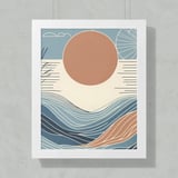 Abstract Ocean Posters, Minimalist Sun Print, Boho Waves Art, Coastal Wall Decor, Scandinavian Seascape Art, Graphic Illustration Posters thumbnail 10