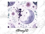Fairy Moon 20 oz Seamless Tumbler Wrap Design, Celestial Stars, Watercolor Flowers, Fantasy Tumbler Digital Download, Sublimation Design thumbnail 4