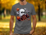 Knitting Ghost T-Shirt, Halloween Ghost Shirt, Spooky Cute Tee, Funny Ghost Design, Ghost with Cat and Pumpkin, Fall Season T Shirt thumbnail 2