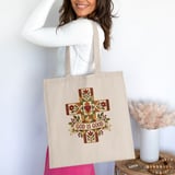 God Is Good Christian Sweatshirt, Quilted Cross Hoodie, Faux Patchwork Floral Faith Tote Bag, Country Folk Art Religious Easter Gift thumbnail 14