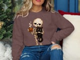 Skeleton Cat and Coffee Tee or Sweatshirt thumbnail 16