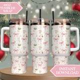 Digital Bundle, Pink Bow Pattern, Watercolor Teacup, Macarons, Digital Pattern, Commercial Use, Digital Scrapbooking, Party Decor, Digital thumbnail 10