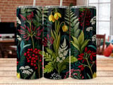 Dark Floral Tumbler Wrap PNG, Botanical Sublimation Design, Seamless 20oz Skinny Tumbler Digital File thumbnail 8