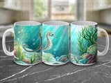 Seahorse Ocean Scene Sublimation Wrap Digital Design for 11oz and 15oz Mugs | Whimsical Marine Life Underwater Art Coastal Mug Design Gift thumbnail 10