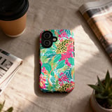 Vibrant Tropical Leopard Floral Tote Bag & Phone Case, Preppy Summer Beach Bag, Colorful Abstract Pattern Accessory Gift thumbnail 14
