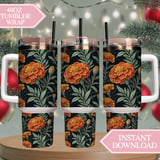 Marigold Tumbler Design, Floral Digital Papers, Watercolor Flower Backgrounds, Printable Tumbler Png, Digital Scrapbooking Paper thumbnail 8