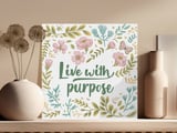 Live With Purpose Canvas Wrap, Floral Motivational Wall Art, Botanical Home Decor, Inspirational Quote, Butterfly Art thumbnail 4