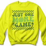 Pickleball Gildan Crewneck Sweatshirt, Just One More Game, Court Warm Up Retro Graphic Fleece Pullover thumbnail 10