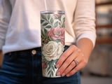 Floral Cheetah 20oz Tumbler Wrap PNG, Pink Rose Tumbler Design, Animal Print Tumbler, Digital Download for Sublimation thumbnail 3
