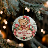 Baby First Christmas Ornament, Custom Teddy Bear Keepsake, Personalized Name Holiday Ornaments, Vintage Baby Xmas Decor, New Parent Gift thumbnail 8