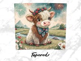 Cute Highland Cow 20oz Tumbler Wrap, Seamless Tumbler Design, Baby Cow Tumbler, Floral Tumbler Wrap, Cow Sublimation Design thumbnail 5
