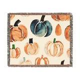 Watercolor Pumpkin Pattern Blanket, Autumn Decor Pillow, Fall Harvest Thanksgiving Throw, Decorative Home Accent, Farmhouse Cushion thumbnail 2