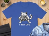 I Eat UFO flying saucer Absurd Cat Tee thumbnail 6
