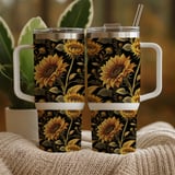 Sunflower Tumbler Design, Digital Paper, Floral Backgrounds, Junk Journal, Scrapbooking, Printable Tumbler PNG, Colorful Flowers thumbnail 9