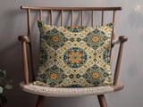 Blue Orange Moroccan Geometric Pillow Cover, Boho Throw Pillowcase, Mediterranean Medallion Cushion Cover, Eclectic Home Decor thumbnail 4