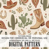 Vintage Western Desert Digital Pattern Size Bundle Png thumbnail 2
