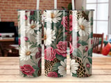Floral Leopard 20oz Tumbler Wrap, Skinny Tumbler PNG, Seamless Design, Digital Download, Tumbler Sublimation, Trendy Tumbler Wrap thumbnail 1