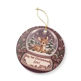 Baby First Christmas Ornament, Custom Woodland Deer Snowglobe Keepsake, Personalized Baby 1st Xmas Gift, Newborn Holiday Tree Ornament thumbnail 5
