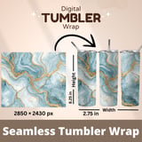 Blue Gold Marble Tumbler Digital, Watercolor Floral Background, Printable Tumbler Png, Digital Scrapbooking Paper, Junk Journal Pages thumbnail 7
