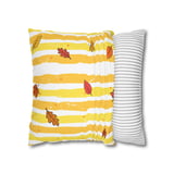 Fall Leaf Yellow Stripe Throw Pillow Case & Table Runner, Autumn Home Decor, Seasonal Accent Pillows thumbnail 9