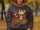 Fall Is Purrfect Sweatshirt, Quilted Cat Hoodie, Cute Autumn Cat Tote Bag, Cozy Fall Season Crewneck, Thanksgiving Cat Mom Gift thumbnail 3
