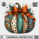 Fall Pumpkin PNG, Dog Paw Print Autumn Sublimation Design, Rustic Cottagecore Farmhouse Fall Digital Clipart, Pet Lover thumbnail 3