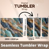 20 oz Skinny Tumbler Wrap Sublimation Design, Abstract Gold Veins Tumbler, Straight and Tapered Wrap png, Digital Download thumbnail 5
