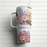 40oz Tumbler Sublimation PNG, Distressed Butterfly Dragonfly Floral Honeycomb Seamless Tapered Wrap, Digital Download, Car Coasters thumbnail 6