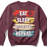 Pickleball Gildan Crewneck Sweatshirt, Eat Sleep Pickleball Repeat, Court Warm Up thumbnail 3