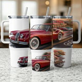 40oz Tumbler Wrap PNG Classic Car Retro Diner Route 66 Vintage Auto Digital Design for Car Lovers, Instant Download File thumbnail 11