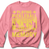 Pickleball Gildan Crewneck Sweatshirt, Playing Pickleball What's The Score Who Just Served Improves Memory, Court Warm Up thumbnail 8