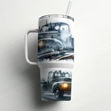 40oz Tumbler Wrap Vintage Truck Driving Through Forest Digital Design, Classic Car Sublimation Wrap PNG for Dad, Husband thumbnail 10