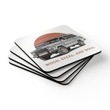 Grand Wagoneer Corkwood Coaster Set, The Waggy Car Coasters, Auto Decor, Wood, Steel, Soul, Gift For Car Lovers, Housewarming Gift thumbnail 2