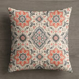 Mediterranean Tile Pillow Cover, Boho Terracotta & Grey Ornate Pattern Pillow Case, Global Chic Decorative Cushion thumbnail 9