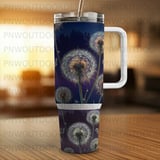 Enchanting Dandelion Dusk 40oz Tumbler Sublimation PNG, Seamless Distressed Tapered Wrap, Digital Download, Car Coaster Freebies thumbnail 2