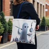 Halloween Tote Bag, Ghost Makeup Tote, Spooky Season Bag, Cute Ghost, Makeup Lover Gift, Halloween Party Favor, Trick or Treat Bag thumbnail 1