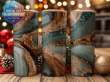 20 oz Skinny Tumbler Wrap Sublimation Design, Gold Glitter Teal Marble, Straight and Tapered Wrap png, Digital Download Tumbler thumbnail 2
