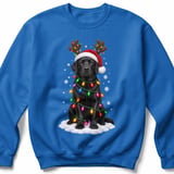 Black Labrador Retriever Christmas Dog Reindeer Antlers Santa Hat Holiday Lights Graphic Standard T-Shirts thumbnail 12