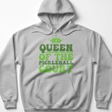 Pickleball Gildan Fleece Hoodie, Queen of the Pickleball Court, Retro Athletic Winter Court Pullover thumbnail 2
