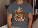 Coffee Weather Tee or Sweatshirt, Faux Patchwork Design thumbnail 1