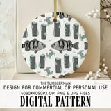 Digital Pattern Bundle, Fish and Crab Print, Nautical Seamless Pattern, Ocean Life, Commercial Use, Digital Paper Pack, Fabric Design, PNG thumbnail 3