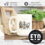 Patio Season Digital File PNG, Save A Seat For Me Bistro Table Cafe Scene Outdoor Living Spring Summer Illustration Download thumbnail 4